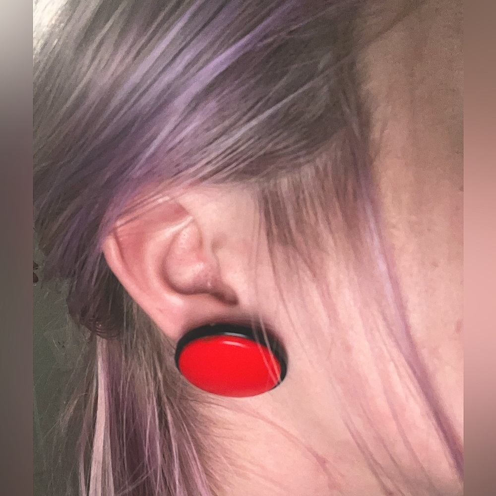 Vintage Red & Black Circle Earrings from 80’s or 90’s
